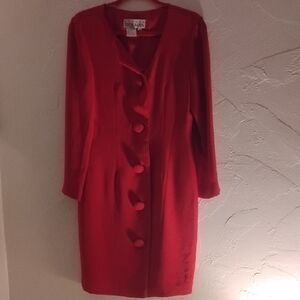 Steven Stolman Acetate Rayon Red Big Button Coat Dress Mint Sz 6